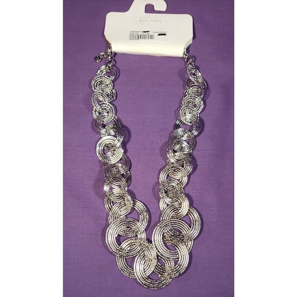 Cato "C Est. 1946" Silver Tone Ring Necklace, Graduating Linked Swirl Rings, NWT - Picture 6 of 14